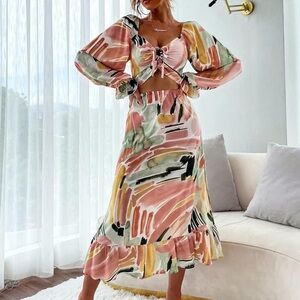 Multicolor Abstract Print Women's Dress